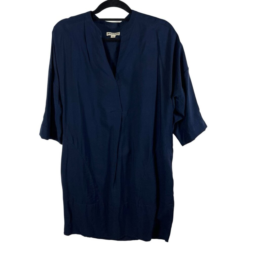 Whistles classic Tunic Pleat Front Pocket Short dress Dark Blue Collared Medium